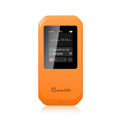 RoamWiFi 5G Mobile Hotspot WiFi6-4nm Chip | 10GB US/CA/MX + 1GB Global Internet Data (170+ Countries) | High-Speed for 16 Devices | 5000mAh Battery, 20H Standby, USB3.1, No SIM Needed Travel Wi-Fi
