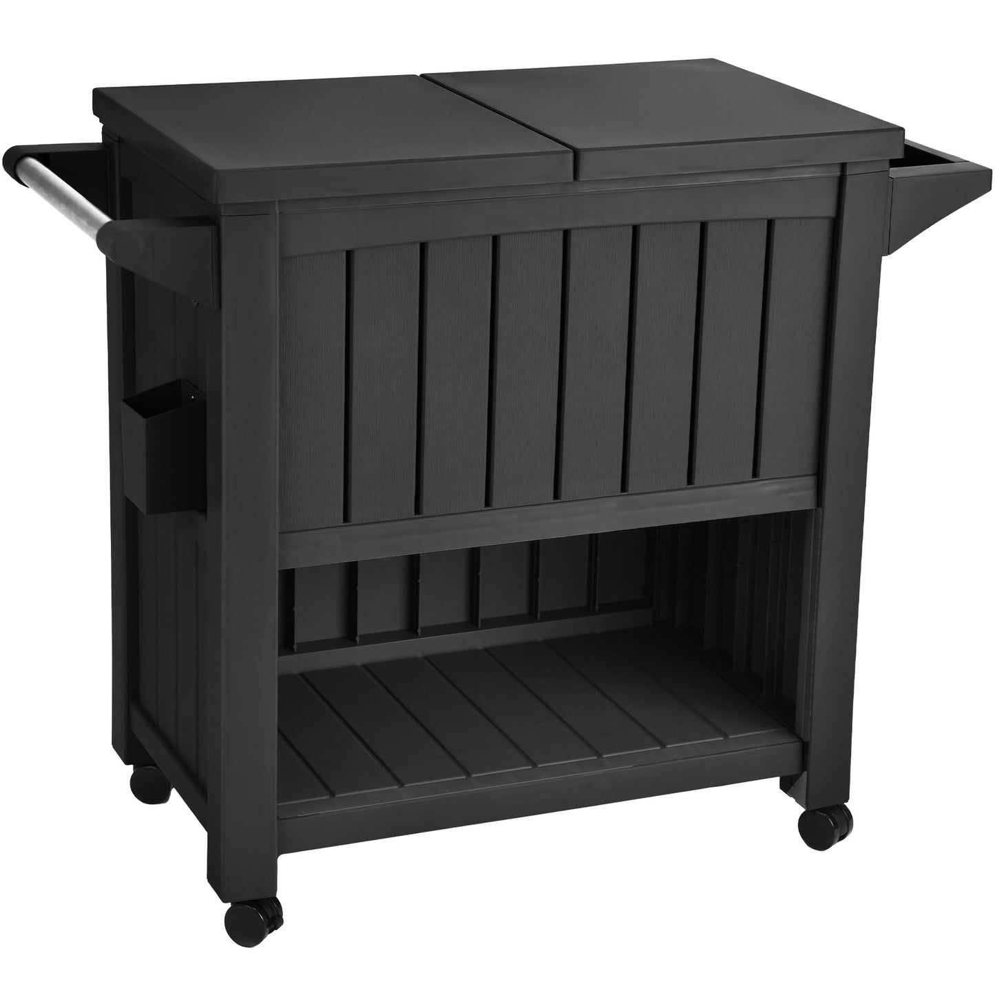 DWVO Cooler with Wheels, Rolling Ice Chest with Bottle Opener Drainage, 85 Quart Portable Patio Cooler on Wheels, Outdoor Beverage, Ice Chest Cart for Pool Deck Party BBQ Cookouts (Black)