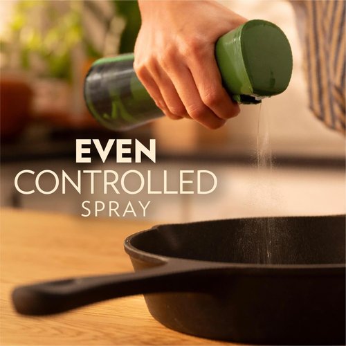 FLAIROSOL OLIVIA Oil Sprayer - 200ml Glass Cooking Spray Bottle with Portion Control | Green & Gold Design