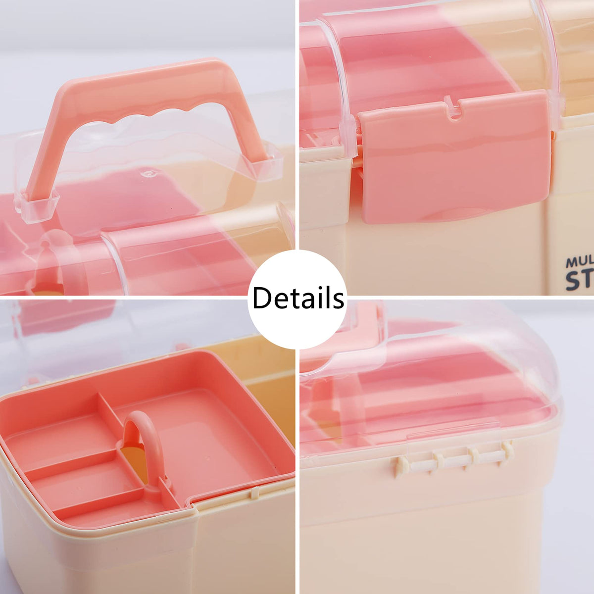 Kinsorcai 11'' Plastic Storage Box with Removable Tray, Multipurpose Organizer for Sewing, Art & Craft, Cosmetic (White)