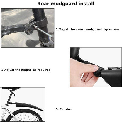 TuTuYa Bike Fender Set, Adjustable Bicycle Mudguards with 2 Arrow Reflective Stickers and 1 Reflective Tape, for 20-26 inch Bikes, Universal Front and Rear Tire Mud Guard for Most of Popular Bicycles