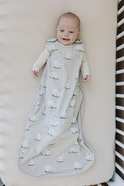 Woolino Merino Wool & Organic Cotton Baby Sleep Sack 2-24 Months – Ultimate 4-Season Baby Sleeping Bag, Universal Size Wearable Blanket, 2-Way Zipper & Adjustable Fit, Year-Round Use - Polar Bear