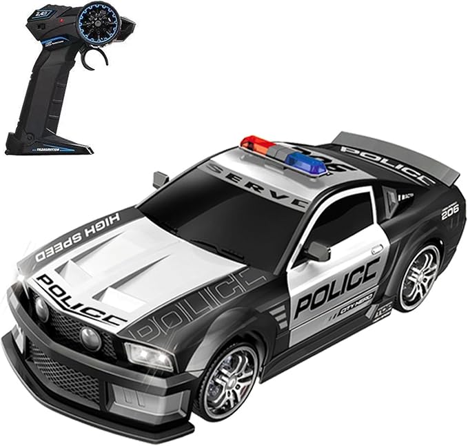 GoolRC 1:12 Scale RC Drift Car 2.4GHz Remote Control Police Vehicle with Lights and Siren 4WD Drift GT RC Cars Vehicle High Speed Racing Drifting Car Gifts for Teen Adults