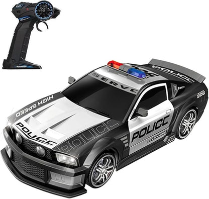 GoolRC 1:12 Scale RC Drift Car 2.4GHz Remote Control Police Vehicle with Lights and Siren 4WD Drift GT RC Cars Vehicle High Speed Racing Drifting Car Gifts for Teen Adults