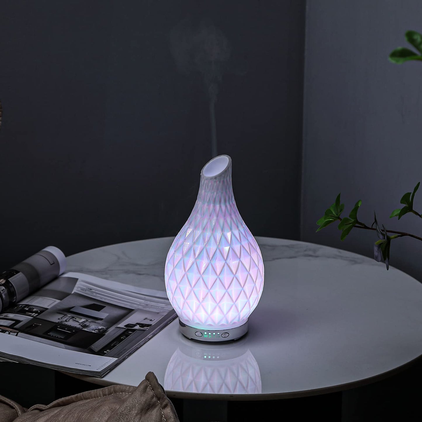 MAXWINER Essential Oil Diffusers Ultrasonic 3D Glass Aromatherapy Diffuser, Auto Shut-Off, Timer Setting, 7 Colors LED Lights Changing for Home, Office, Spa 120ml