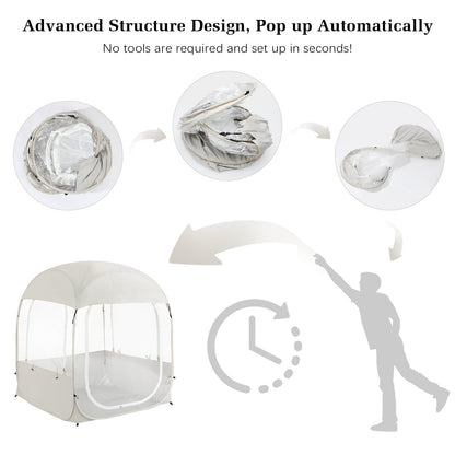 Raynesys Sports Tent, Portable & Foldable Pop Up Tents Shelter for 1-4 Person, Instant Weather Proof Clear View Bubble Tent with Carry Bag for Watching Sports Events, Camping, Fishing, Beige