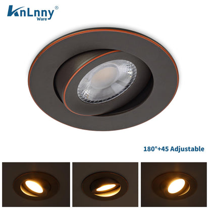 KnLnny Ware LED Recessed Lights 4 Inch, Oil-Rubbed Bronze, Dimmable, 9W 750LM, 6 Pack, Adjustable Eyeball Gimbal,