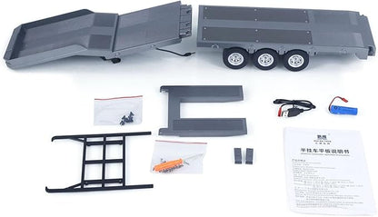 TOUCAN RC HOBBY Plastic Semi Trailer Flatbed 1502 for 1/18 Remote Control Tractor Truck HUINA 1501 Electronic Support Legs Tail Board for Adult