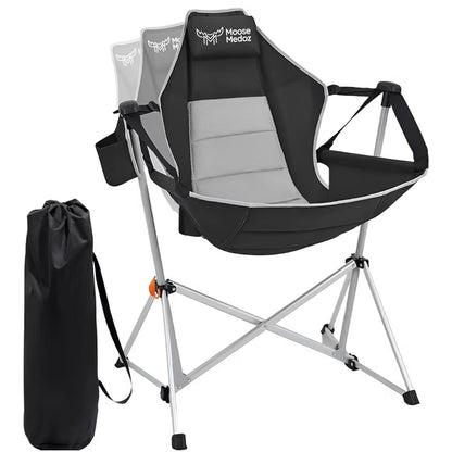 Moose Medoz Hammock Camping Chair – Folding Swing Chair with Headrest & Cup Holder, 300 lbs Support, Breathable Mesh, Portable & Lightweight for Outdoor, Camping, Fishing, Patio & Travel