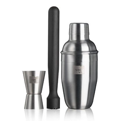 Vacu Vin Cocktail Set – 3-Piece Bar in a Box Starter Kit – Includes Muddler, Jigger & Recipe Guide – Compact Home Bartending Set for Beginners – Easy Cocktail Making Kit & Gift Idea