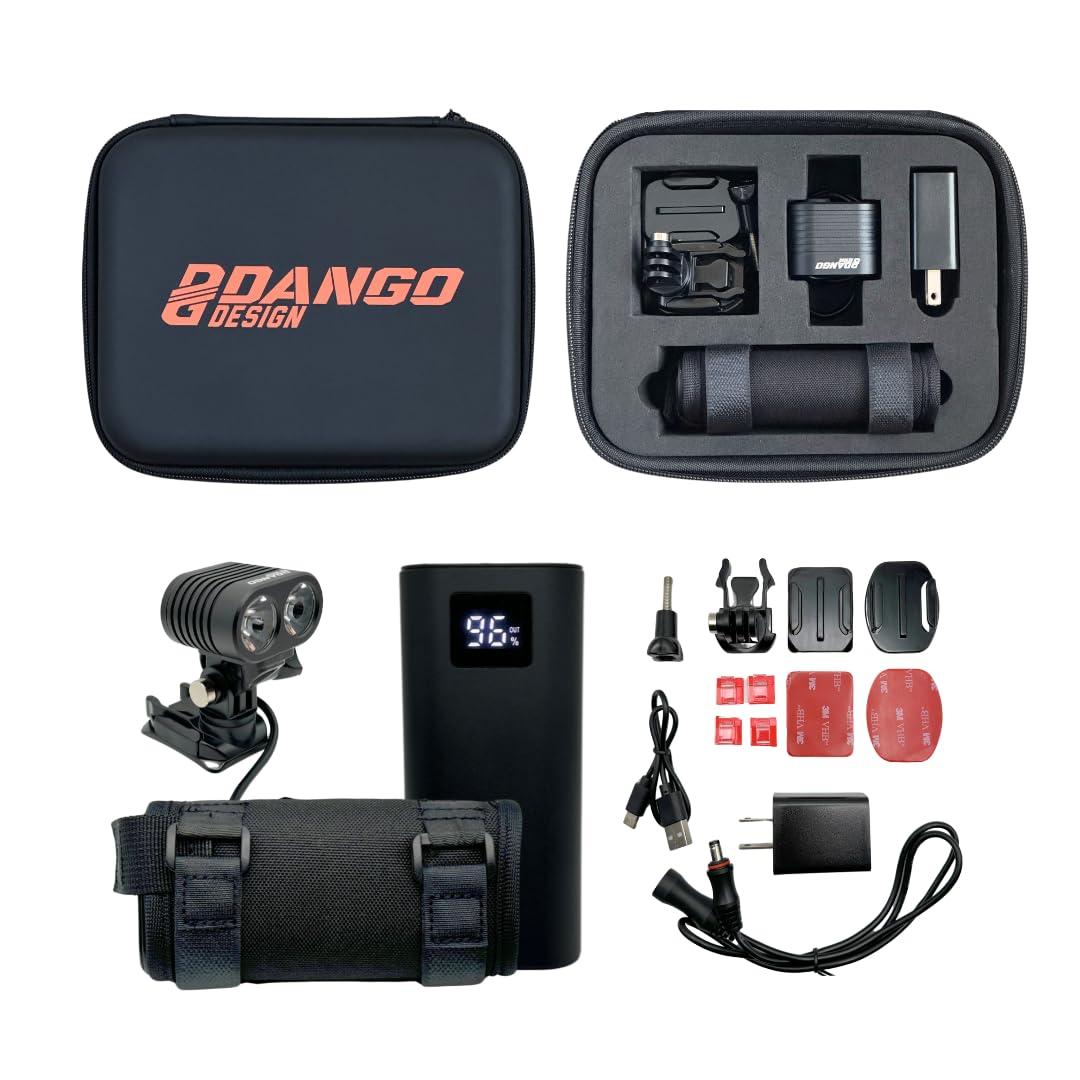 Dango Design Navigator Helmet LED Trail Light | 2,100 Lumen Rated Cree LEDs | Digital Readout Battery | Dirt Bike, Motocross, Mountain Bike, Enduro, ATV, Motorcycle, Snowmobile, Camping Headlamp