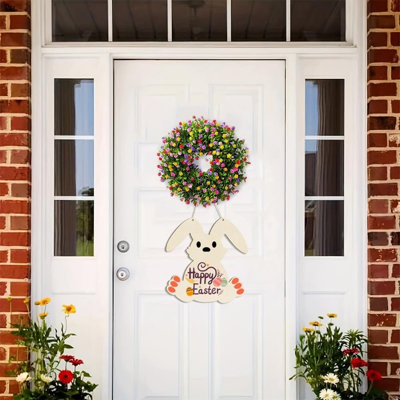 12 Pack Large Size 11" Wooden Easter Ornaments to Paint, Happy Easter Cutouts DIY Blank Bunny Unfinished Wooden Rabbit Discs for Home Crafts Hanging Spring Decoration