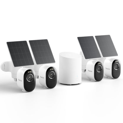 REOLINK Home Hub mini with 4X Argus 3 Pro+Solar Panel, Solar Security Cameras Wireless Outdoor, 2.4/5 GHz WiFi, Solar/Battery Powered, Smart Detection, Motion Recording, No Monthly Fee