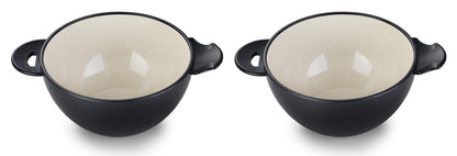 Ozeri Earth Ramen Bowl Set, Made from Plant-Derived and Other Natural Materials,993 ml, One Size, Black with Beige, 6-Piece
