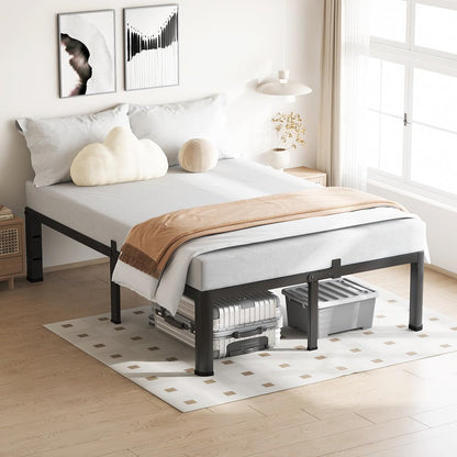 VIPSHOW 18 Inch King Size Bed Frame, 3500Lbs Heavy Duty Metal Platform with Round Corner Legs Mattress Slide Stopper, Steel Slat Support No Box Spring Needed, Noise Free, Non-Slip, Easy Assembly
