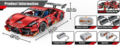 Remote Control Super Car Building Kits 1835PCS Technique Plated Race Car Building Set for Adults Men Teens - with 5 Fast Motors Electric Height Adjustment &amp Drift Spin Wheels