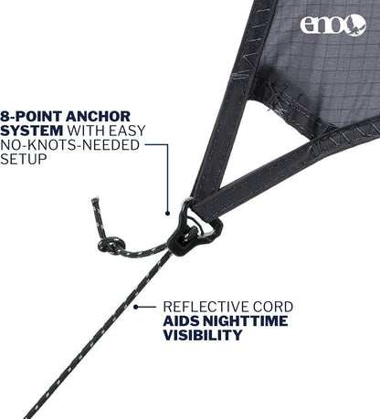 ENO, Eagles Nest Outfitters DryFly Rain Tarp, Ultralight Hammock Accessory, Charcoal