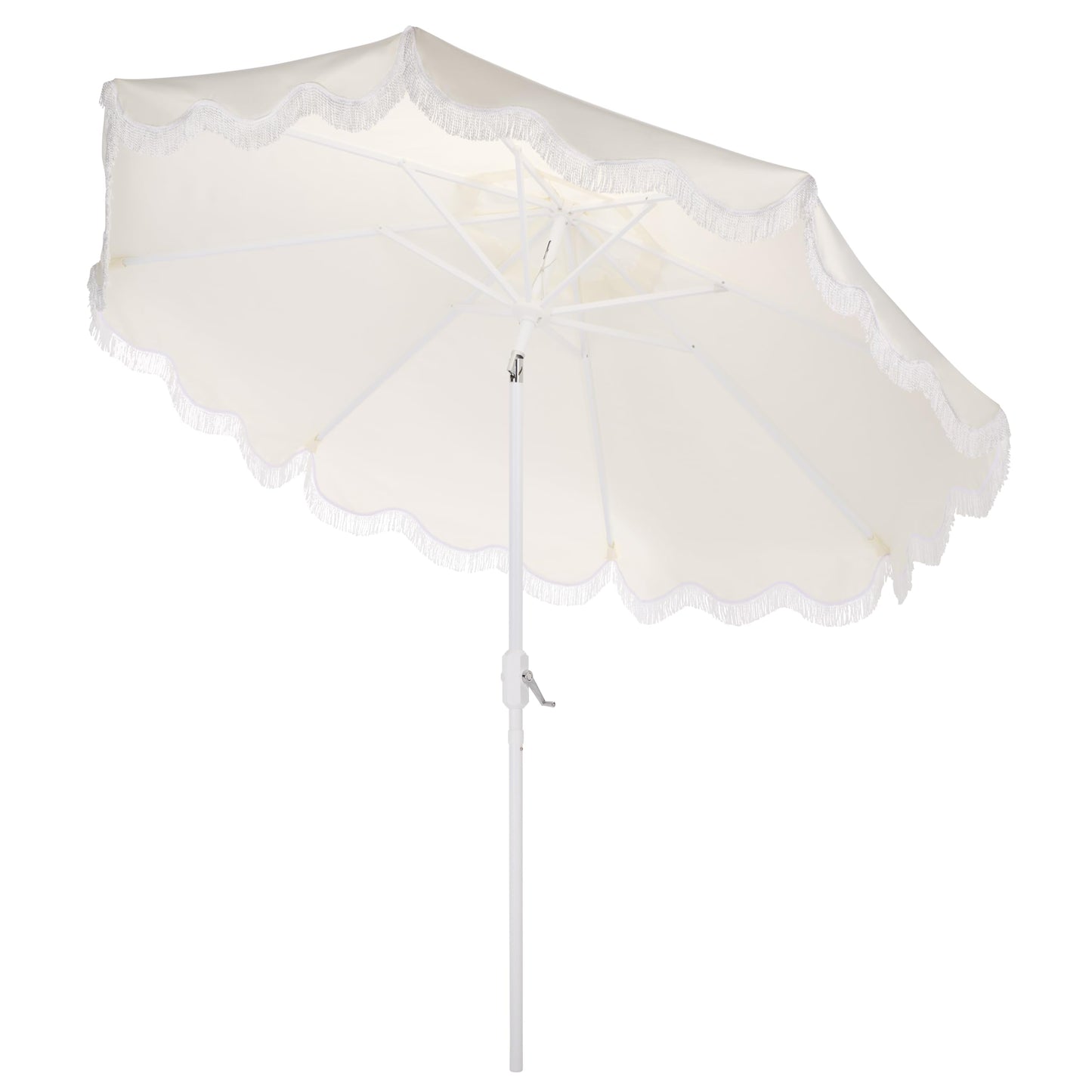 SAFAVIEH Outdoor Patio Furniture Collection – Torsa 9 Ft Crank Patio Umbrella, Ivory & White Pole, Market Umbrella with Crank Lift (PAT8024A)