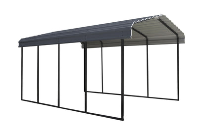 Arrow Carports Galvanized Steel Carport, Full-Size Metal Carport Kit, 12' x 20' x 9', Charcoal