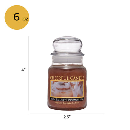 A Cheerful Giver - Warm & Gooey Cinnamon Buns Scented Glass Jar Candle (6 oz) with Lid & True to Life Fragrance Made in USA