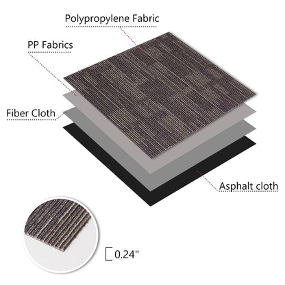 18 PCS Commercial Carpet Tiles 24"x24" (72 Sq Ft) Heavy Duty Carpet Squares with Non-Slip Backing, Modular Floor Tiles for Office, Basement, Home (Brown)