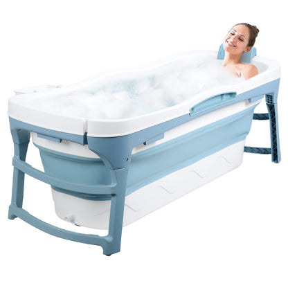 Portable Bathtub for Adult - Large 56'in Foldable Collapsible tub - Ergonomically Designed for the Ultimate Relaxing Soaking Bath. Ideal for Small Spaces - Quick,Folding Bathtub