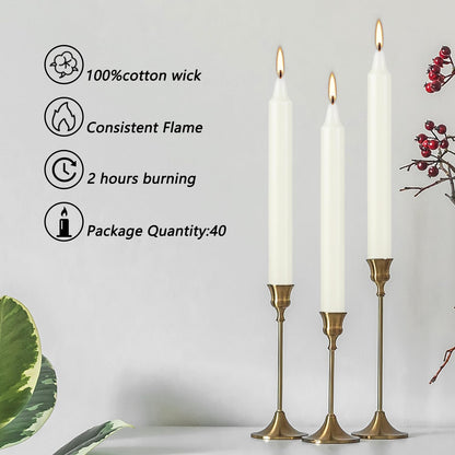 YOROXRG Set of 40 Ivory Candles Mini Unscented Taper Candles for Christmas,Household, Wedding, Rituals, Prayer, Birthdays, Meditation, Altar,Party and Home Décor Candlesticks - 4 Inch Tall