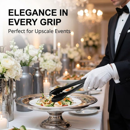 Plastic Tongs for Serving (Pack of 36) 9 Inch - Heavy-Duty Hard Plastic Reusable or Disposable Serving Tongs for Catering, Dinner Parties, Banquets, Buffets, Events, Weddings and Everyday Use, Black