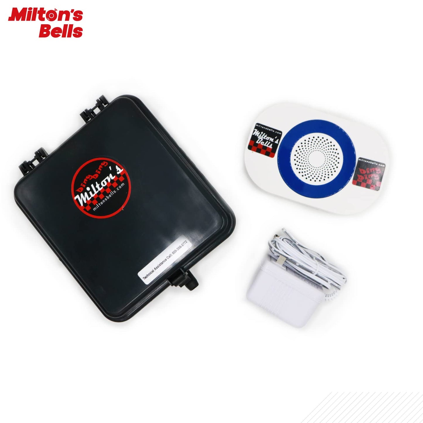 Milton’s Bells Driveway Alarm - Wireless Chime Kit with 25' Signal Hose, Transmitter, and Door Chime with Built-in Volume Control
