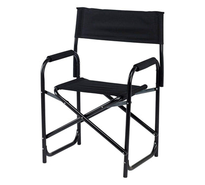 E-Z UP Standard Height Directors Chair, Seat 17.5” High, Padded Armrests and Storage Bag, Black