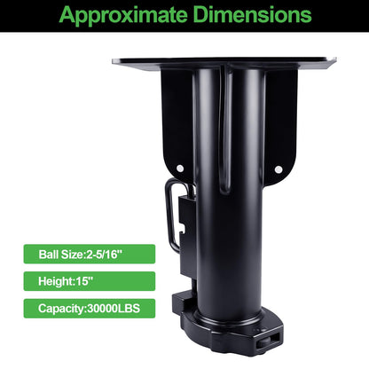 STEGEWOP 5th Wheel to Gooseneck Adapter Hitch, 30,000 lbs Heavy Duty Towing Conversion, 2-5/16" Ball & 15" Height, Q235 Steel Hitch for RV, Flatbed Trailer & Horse Trailer