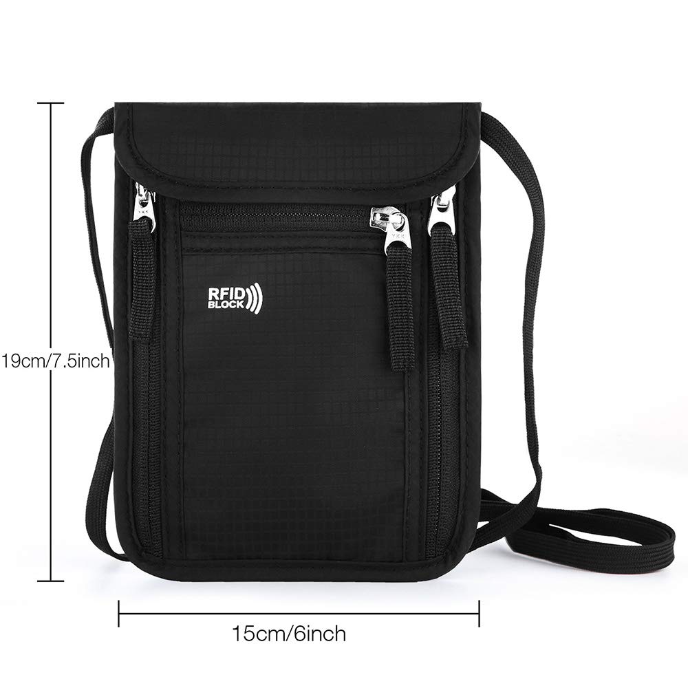 KEAFOLS Travel Pouch Neck Wallet Family Passport Holder Organizer Case with RFID Blocking
