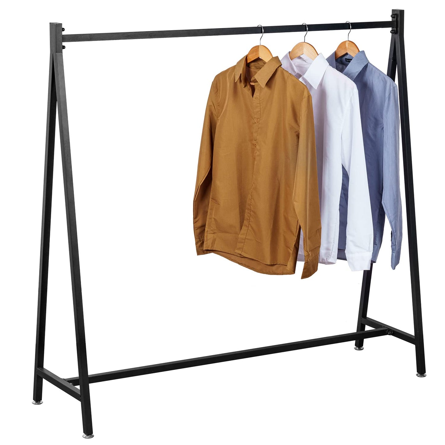 MyGift 57 Inch Modern Black Heavy Duty Metal A-Frame Wardrobe Clothing Rack, Commercial Grade Freestanding Garment Hanger for Bedroom Closet Clothes or Retail Display