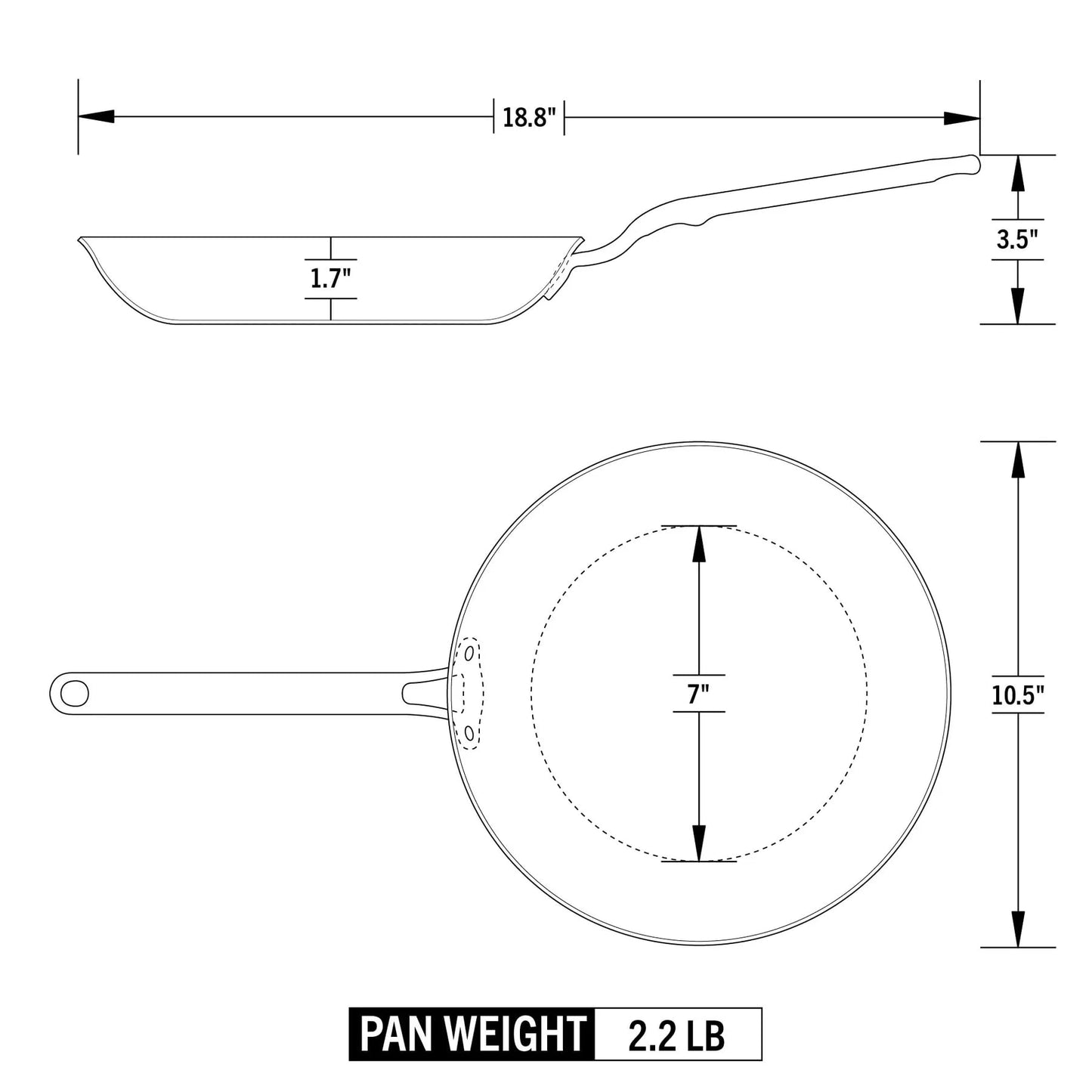 Heritage Steel Eater Series 10.5 Inch Frying Pan | Made in USA | 5-Ply Fully Clad Stainless Steel | Stay Cool Handle Design | Induction Ready & Non-Toxic