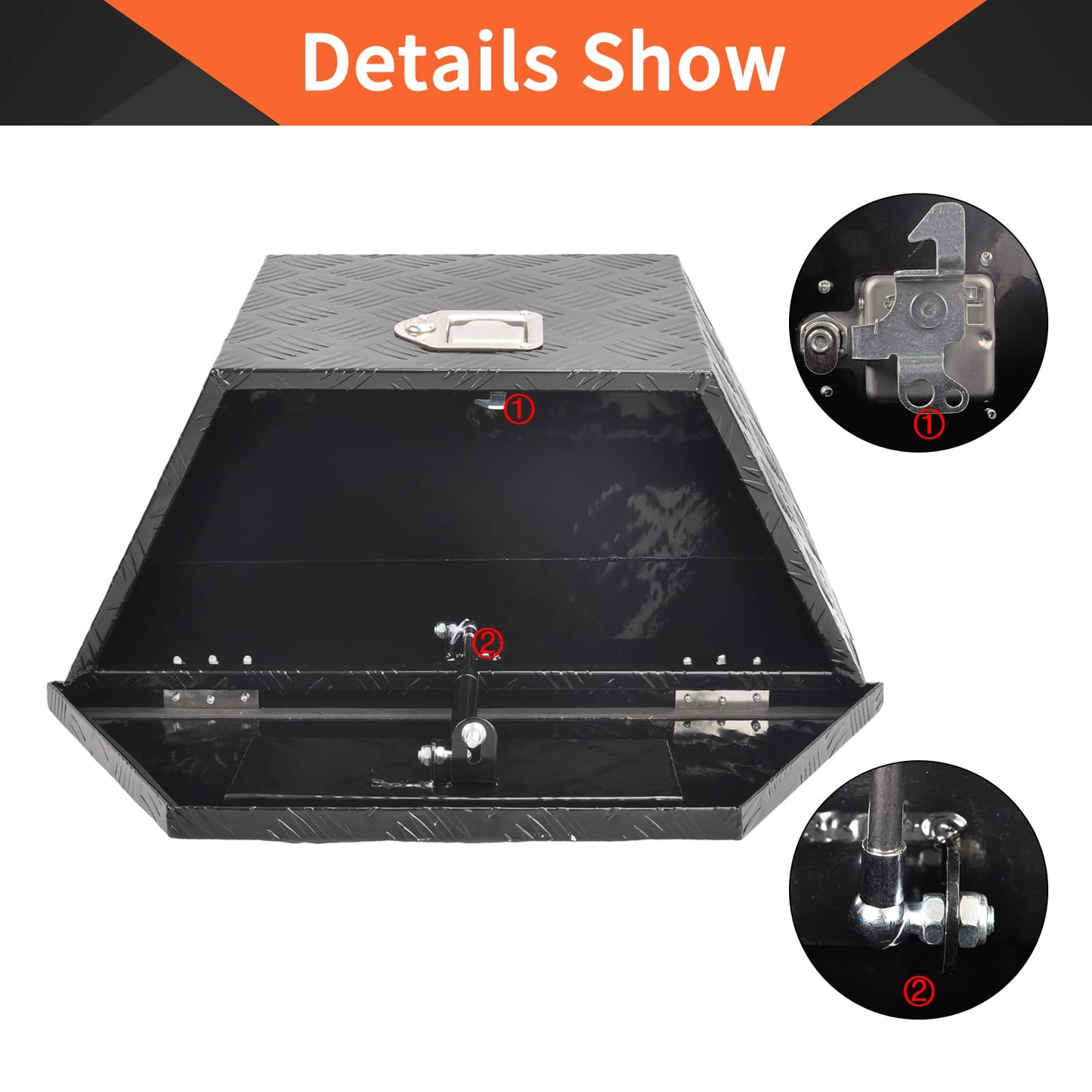 TBAPFS 26 Inch Aluminum Trailer Tongue Tool Box 5 Bar Tread Wide Utility ToolBox for Pick Up Truck RV Storage Organizer Tool Box with Lock and Keys - 26"X13.3"X12" Black