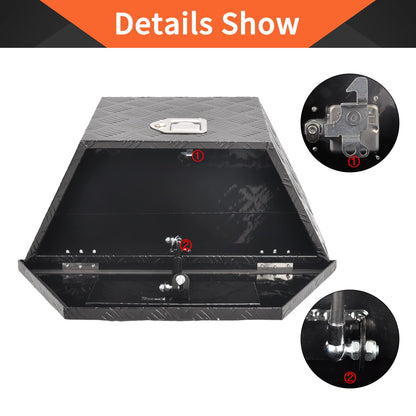 TBAPFS 26 Inch Aluminum Trailer Tongue Tool Box 5 Bar Tread Wide Utility ToolBox for Pick Up Truck RV Storage Organizer Tool Box with Lock and Keys - 26"X13.3"X12" Black