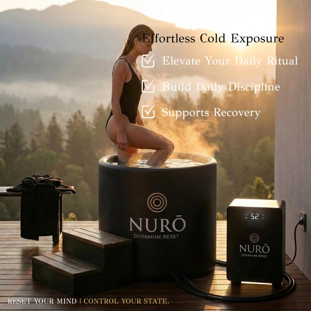 NURŌ Cold Plunge Tub for Ice Bath Recovery – Insulated Ice Bath, Portable Cold Therapy Tub, 100 Gallon, Black