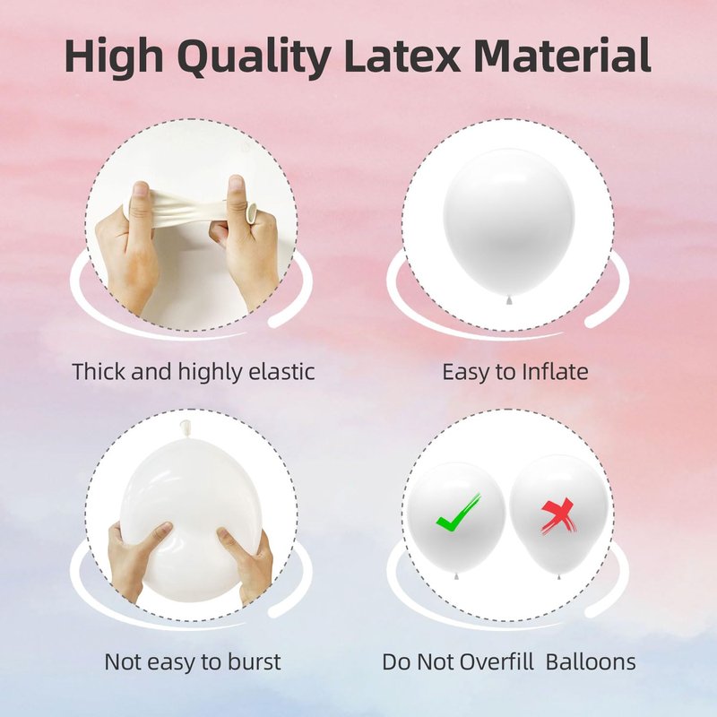 135pcs White Balloons Different Sizes 18" 12" 10" 5" White Latex Balloon Garland Arch Kit for Boys Girls Birthday Baby Shower Wedding Anniversary Graduation Party Decorations