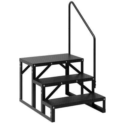 COZONY RV Steps with Handrail 3 Step, Anti-Slip Panel, 660lb Capacity RV Stairs, Portable Trailer Ladder for Outdoor, Camping, Travel, Hot Tub