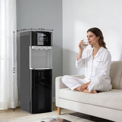 OSTBA Bottom Loading Water Cooler Dispenser for 3 & 5 Gallon Bottles, Hot, Cold & Room Water, LED Display, Child Safety Lock, Stainless Steel Tank Water Dispenserfor Home & Office
