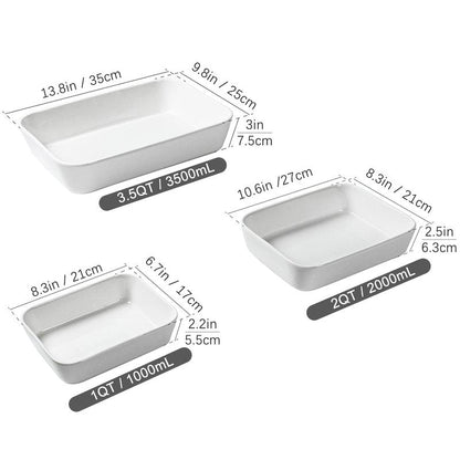 UNICASA Ceramic Oven Dishes, Set of 3 Lasagne Dishes 1000/2000/3500 ML, Rectangular Casserole Dishes, Non-Stick Reactive Glaze, White Casserole Oven
