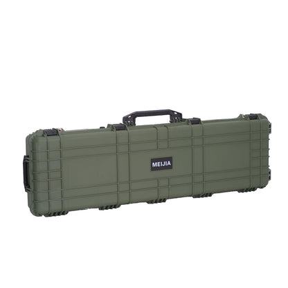 MEIJIA Portable IP67 Waterproof All Weather Hard Rifle Case with Rolling Wheels,Customizable Fit Foam Inserted,Soft Grip Handle,53x16.14x6.1inches (Green)