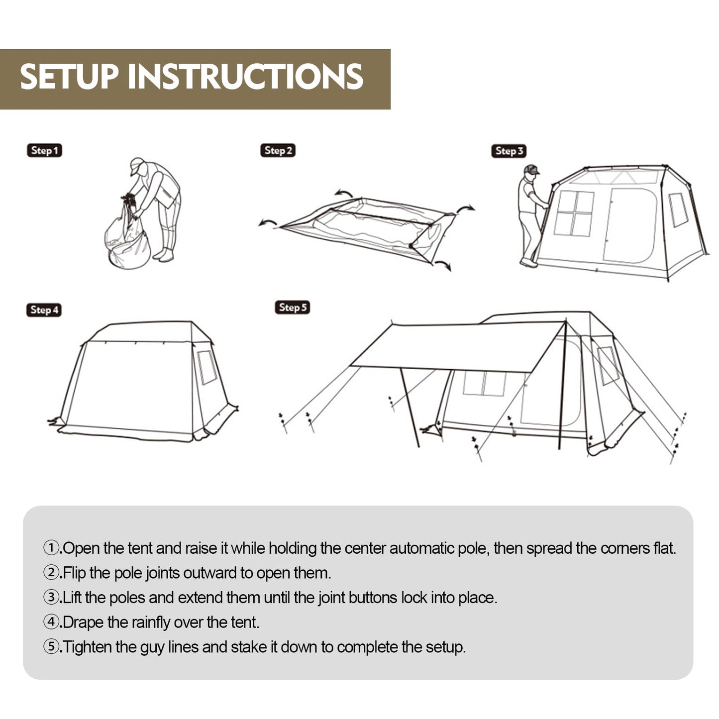 Jupiter 5 6 13 Outdoor Camping Tent for 4 6 8 People, Fully Automatic Quick Opening, Canopy for Outdoor Picnic, Park & Family Use, Silver Coated Sunscreen & Waterproof (Jupiter 6(6 Person), 6 Person)