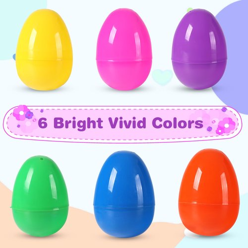 Biubumtu 24Pcs Plastic Bright Easter Eggs Assortment, 3.15'' Fillable Easter Eggs Empty Bulk, Perfect for Easter Egg Hunt/Surprise Egg