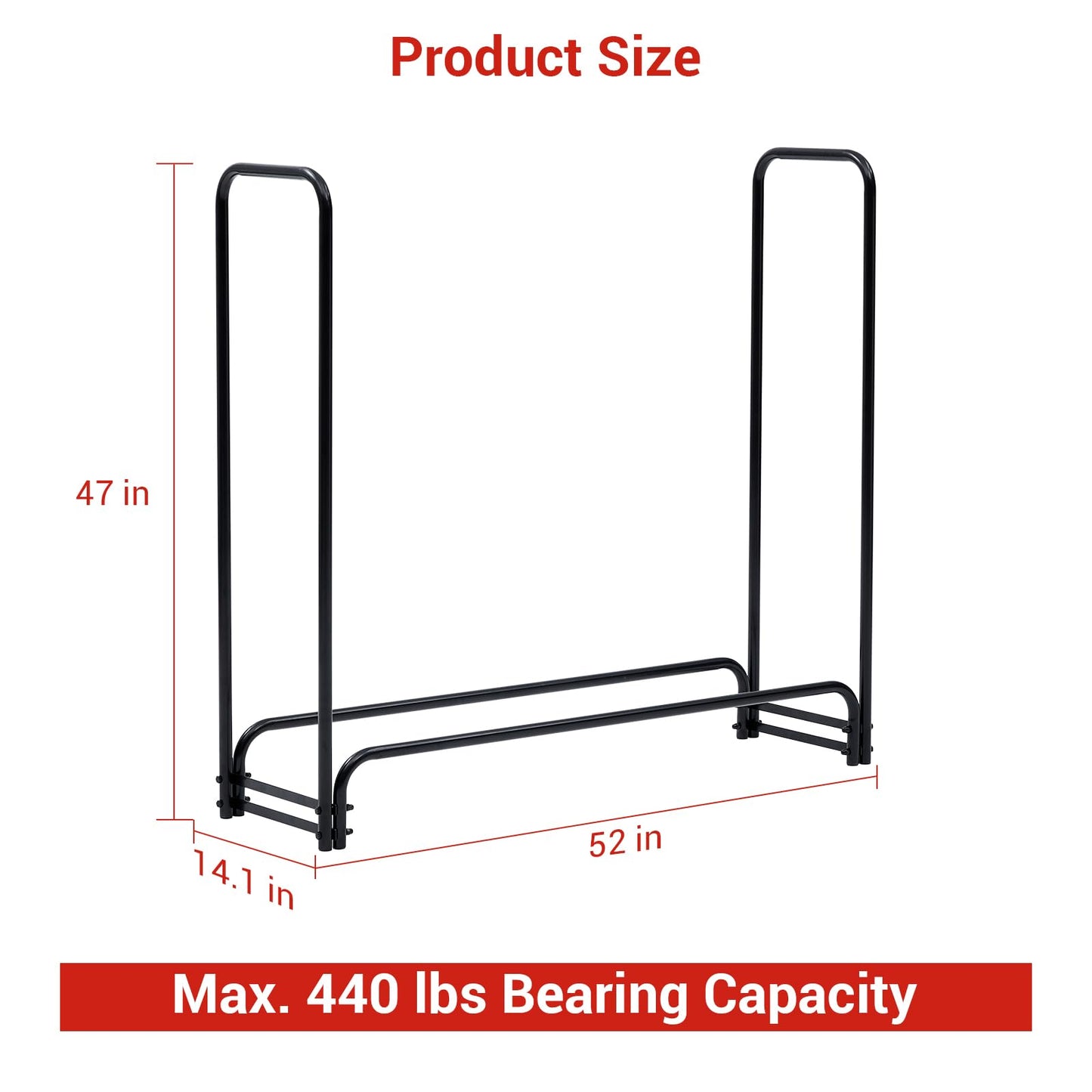GarveeLife 12 ft Firewood Rack Outdoor with Cover, 3/4 Cord of Outdoor Firewood Storage, 1320 LB Load Capacity Heavy Duty Firewood Holder for Fireplace, Patio, Log Storage Rack