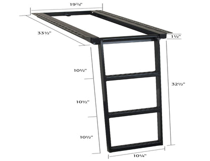 Buyers Products 5233000 Black 3 Rung Retractable Truck Step, Heavy Duty Non Slip Truck Bed Ladder Step for Trucks, Trailers, Semis, Powder Coated Steel, Slide In Storage, Bolt On or Weld On Install