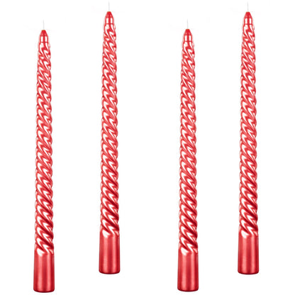 Kemladio 4 pcs 10 inch Taper Candles,Burning Unscented Tapered 7.5 hrs,Fancy Dinner,Tall Candle Sticks, Halloween Party Decorations (8pcs, Red)