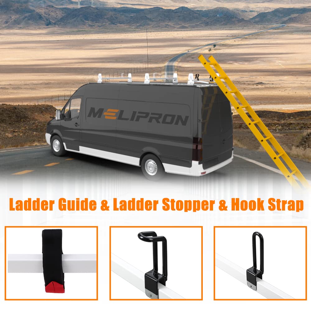 MELIPRON 800 lbs Van Roof Rack Fit for Chevy Express 1500 2500 3500, GMC Savana Cargo Van Ladder Rack with Rear Roller