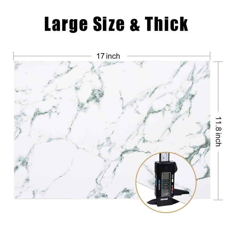 Homaxy Faux Leather Heat Resistant Placemats for Dining Table Set of 6, Waterproof Wipeable Washable PU Table Mats, Easy to Clean Anti-Slip Place Mats, 11.8" x 17", Marble
