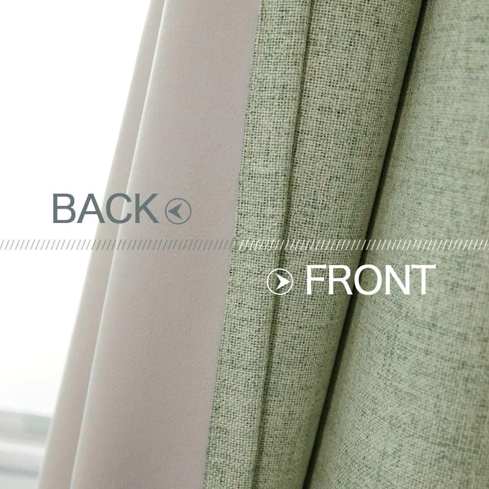 MIULEE Blackout Curtains - 100% Thermal Insulated Linen Texture Drapes | Sage Green, 52x72 Inch (2 Panels)